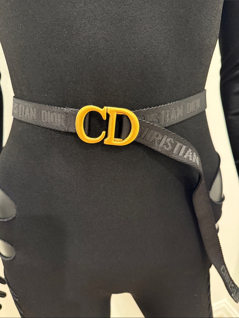 Christian Dior J’Adior Logo Ribbon Belt CD Buckle Black One Size NEW
